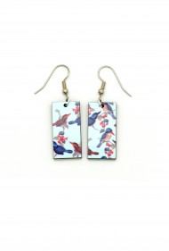 Birds on Blue Earrings